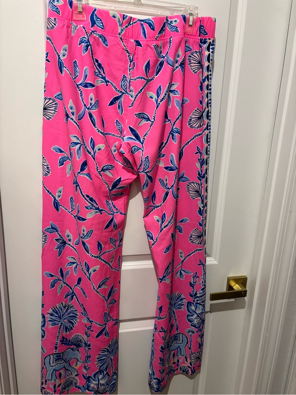 Lilly Pulitzer Bal Harbour Palazzo Pant Pink Isle Slathouse Jungle Elephant L - Picture 7 of 10